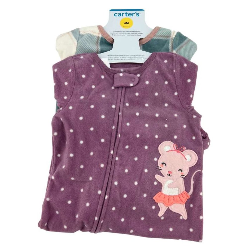 Carter's | Girl's Zip Up Pyjama Set | 2 Pack | Purple & Blue | Various Sizes
